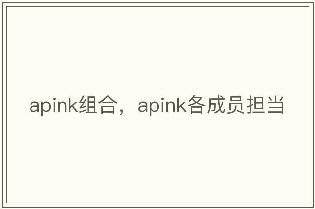 apink組合，apink各成員擔當