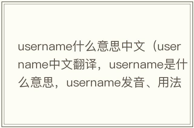 username什么意思中文（username中文翻譯，username是什么意思，username發(fā)音、用法及例句）
